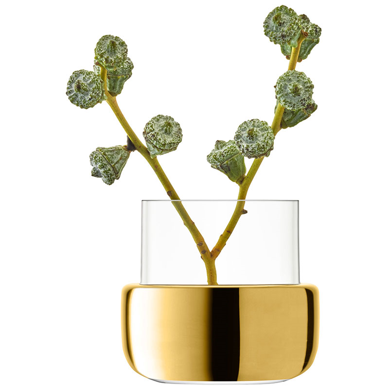 Aurum Tealight/Vase, H8.5 cm, Clear/Gold