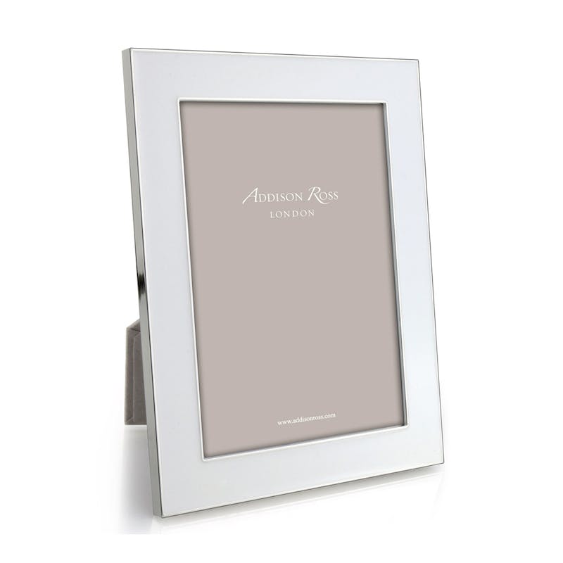 Enamel Range Photograph Frame, 5 x 7", White With Silver Plate